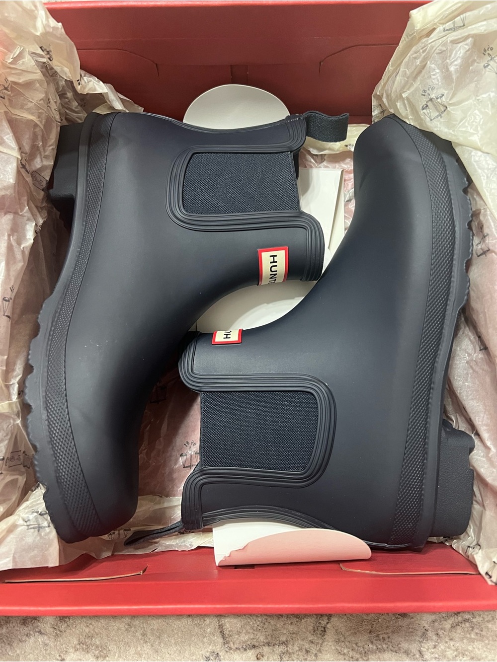 Women's Original Chelsea Boots Blue Slip-On Rubber Ankle Boots Navy/Hunter/Navy - Picture 9 of 11